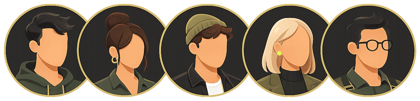 Five illustrated ecommerce operator avatars